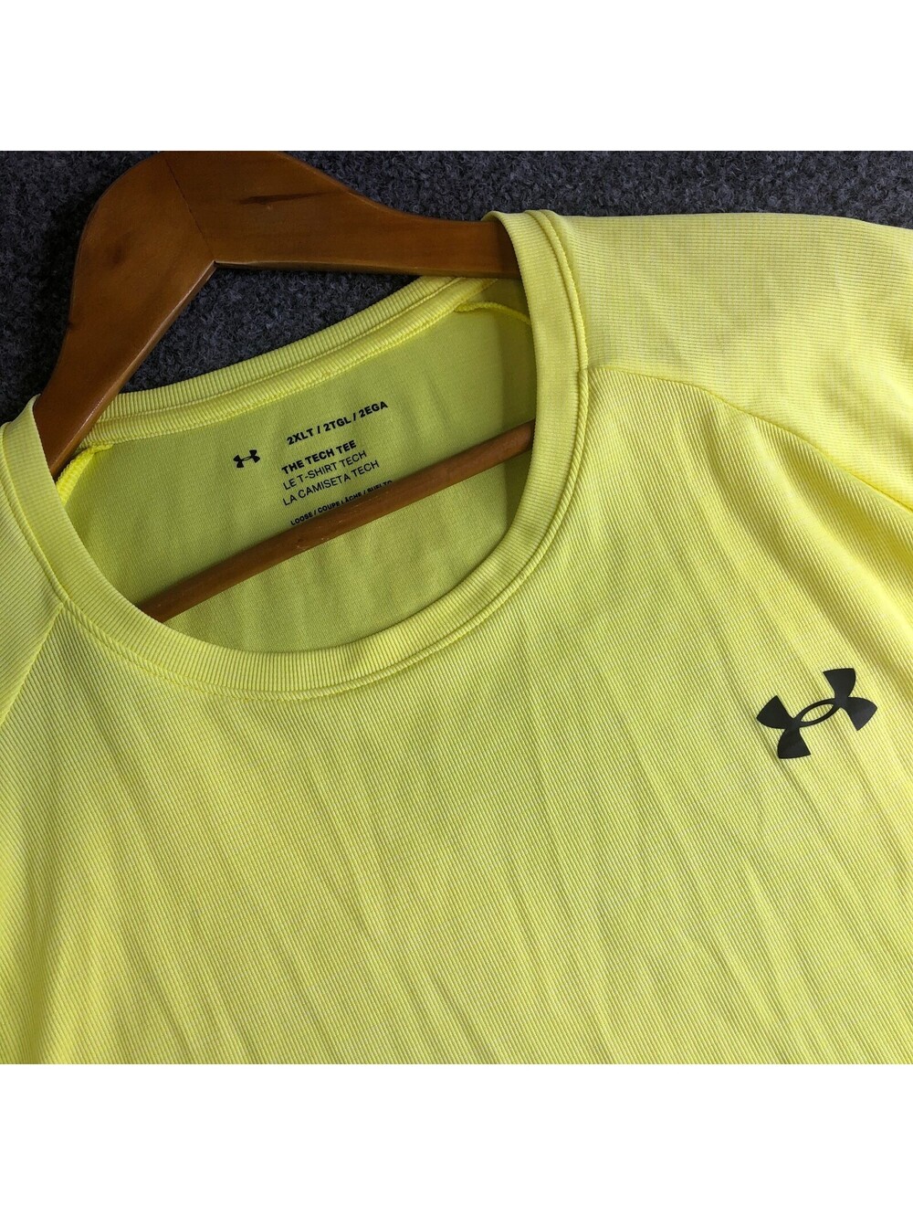 Under Armour T-Shirt Mens XXLT Neon Yellow Tech Tee Active Gym Workout Loose
